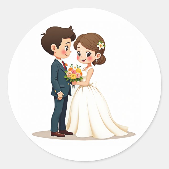 Autocollant de mariage pour couple heureux  (Devant)