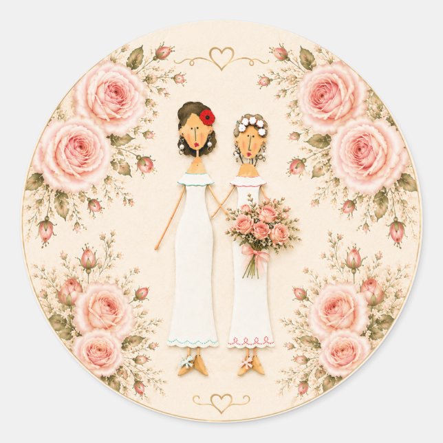 Autocollant de mariage pour deux mariées (Devant)