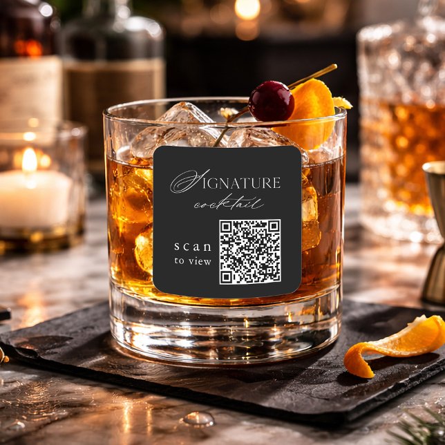 Autocollant de mariage QR Code Cocktail Signature  (Créateur téléchargé)