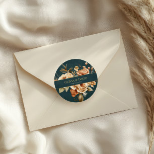 Autocollant de mariage rond sarcelle Sorcière de l