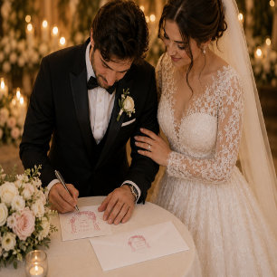 Autocollant de mariage rose poudré