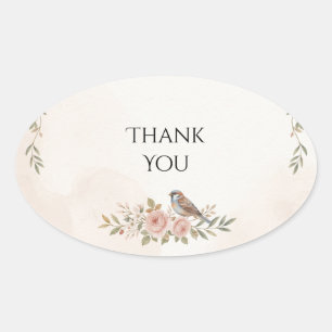 Autocollant de mariage Rose Roseau Oiseau Rose