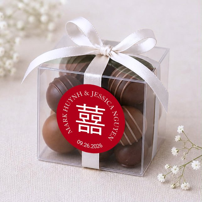 Autocollant de mariage rouge Double Happiness (Créateur téléchargé)