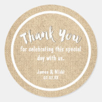 Autocollant de mariage rustique en toile de jute b