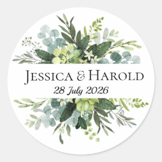 Autocollant de mariage rustique vert Étiquette d'e