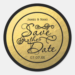 Autocollant de mariage SAVE THE DATE à feuille d'o
