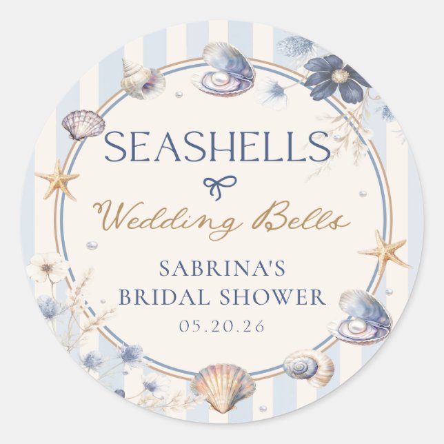 Autocollant de mariage Seashells & Wedding Bells (Devant)