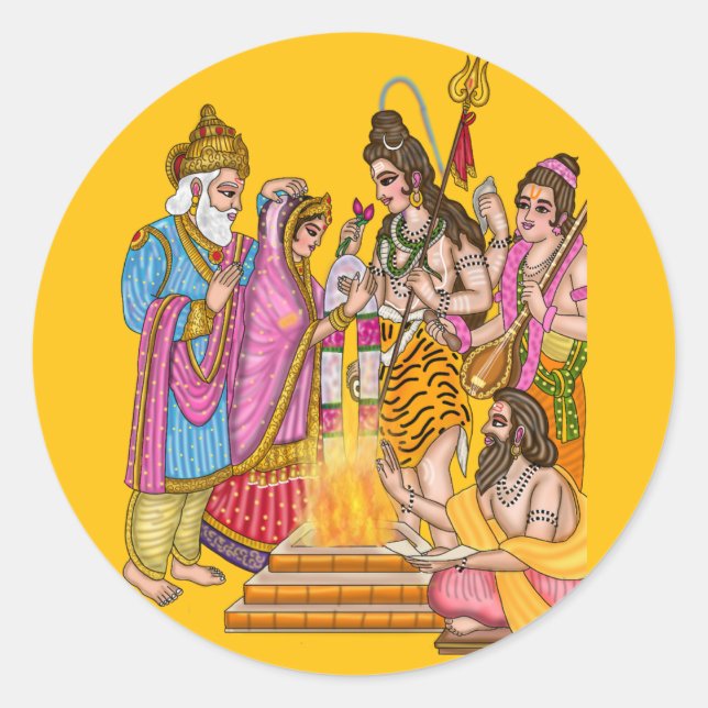 Autocollant de mariage Shiva Parvati  (Devant)