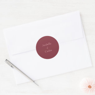Autocollant de mariage simple bordeaux et rose pou