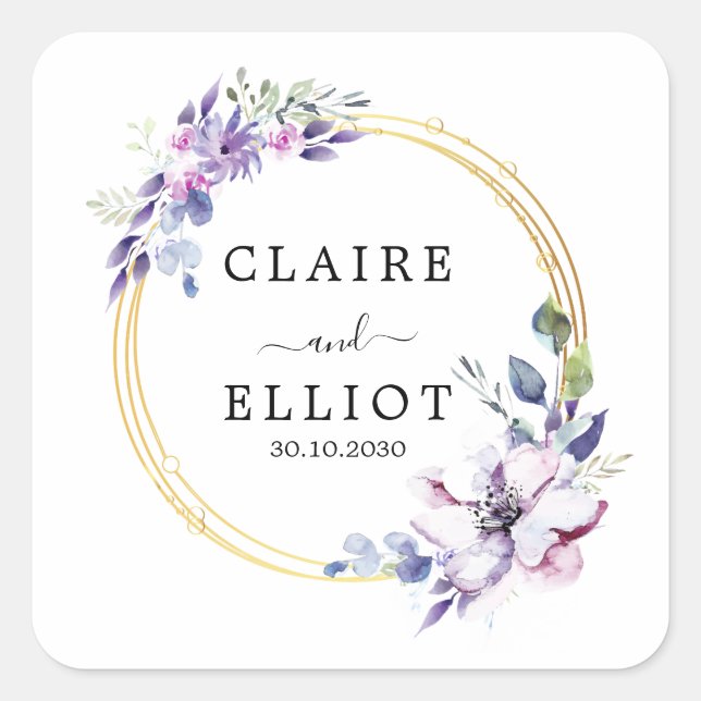 Autocollant de mariage simple | juste marié (Devant)