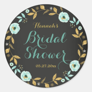 Autocollant de mariage sur tableau noir Fleur d'or