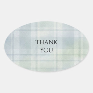 Autocollant de mariage tartan aquarelle bleu sauge