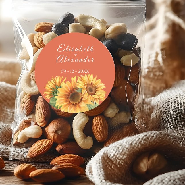 Autocollant de mariage tournesol (Créateur téléchargé)