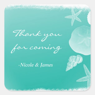 Autocollant de mariage vert mousse de mer plage co