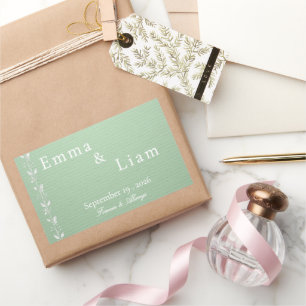 Autocollant de mariage vert pistache élégant perso