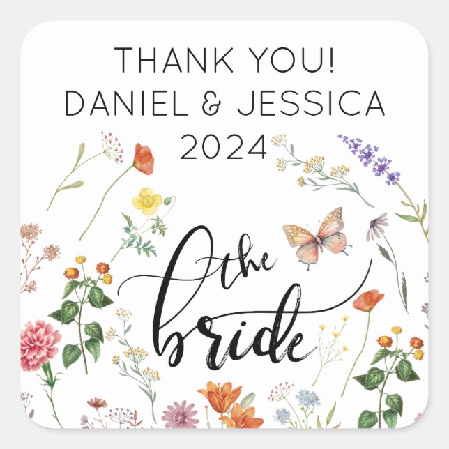 Autocollant de mariage vintage Fleur sauvage de ma (Devant)