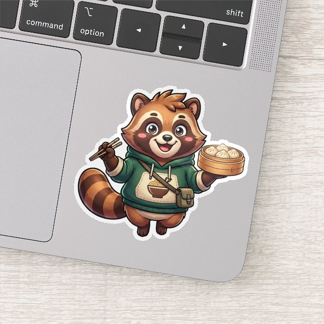 Autocollant de mascotte de raton laveur mignon au  (Détail)