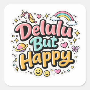 Autocollant de mème Delulu mais heureux