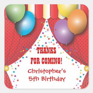 Autocollant de Merci d'anniversaire de carnaval de