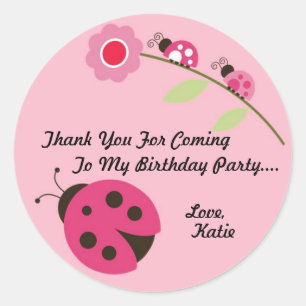 Autocollant de Merci de coccinelle - rose et vert