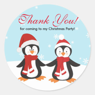 Autocollant de Merci de vacances de pingouins de