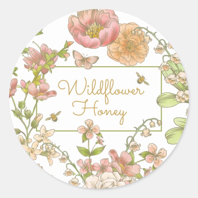 Autocollant de miel des fleurs et des abeilles (Devant)