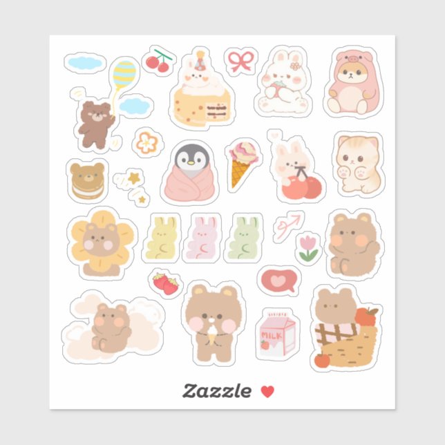 Autocollant de mignon animal Kawaii (Feuille)