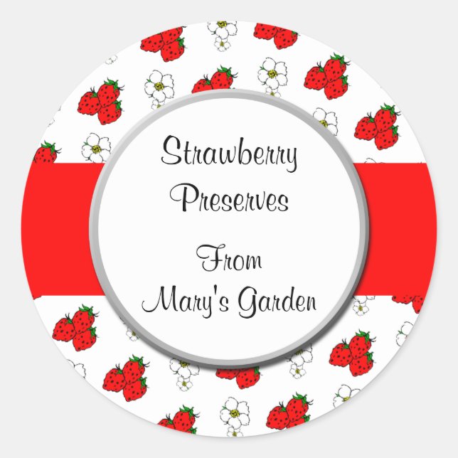 Autocollant de mise en conserve à motif fraise per (Devant)