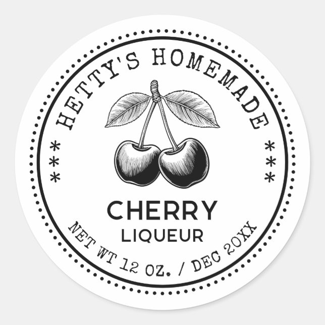 Autocollant de mise en conserve de liqueur de ceri (Devant)