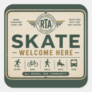 Autocollant de Mobilité Partagée Skate Welcome Her