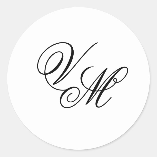 Autocollant de monogramme à écriture moderne éléga (Devant)
