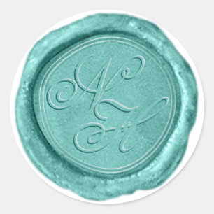 Autocollant de monogramme de cire Turquoise Aqua
