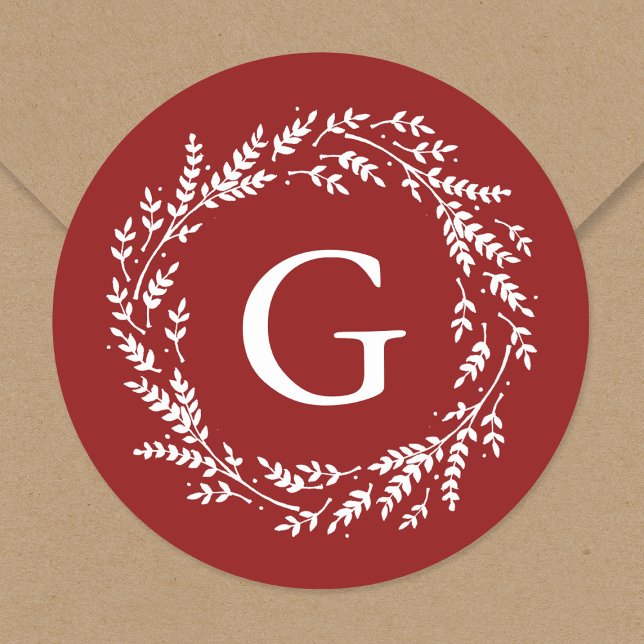 Autocollant de monogramme de couronne rustique (Créateur téléchargé)