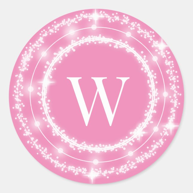 Autocollant de monogramme de couronne scintillant (Devant)