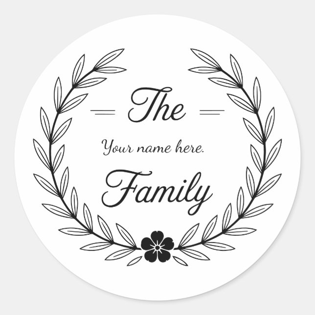 Autocollant de monogramme de famille. (Devant)