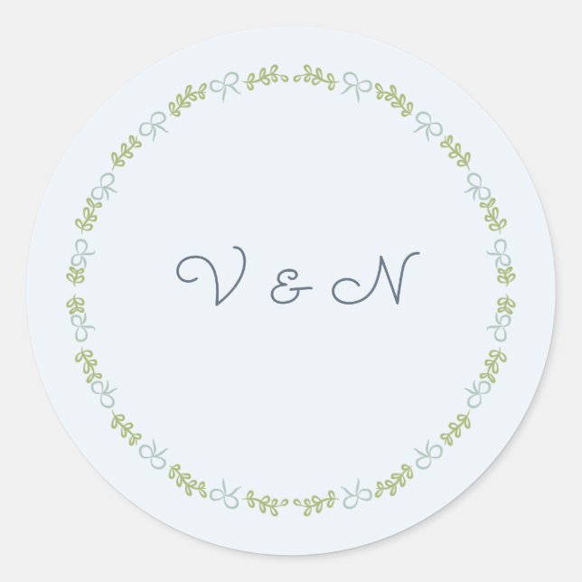Autocollant de monogramme de mariage au ruban de j (Devant)