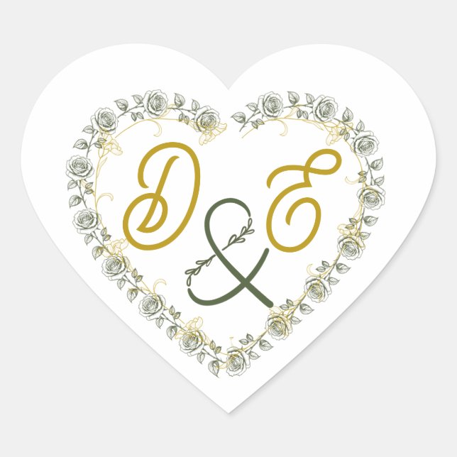 Autocollant de monogramme de mariage bohème neutre (Devant)