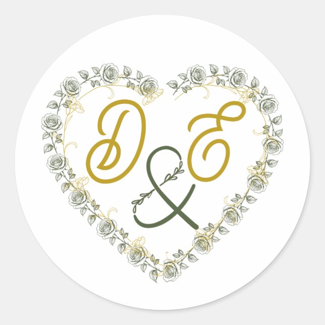 Autocollant de monogramme de mariage bohème neutre (Devant)