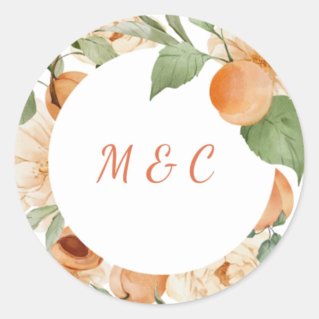 Autocollant de monogramme de mariage botanique du  (Devant)