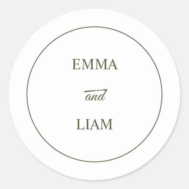 Autocollant de monogramme de mariage classique élé (Devant)
