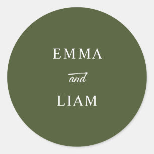 Autocollant de monogramme de mariage classique élé