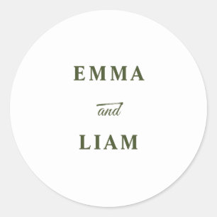 Autocollant de monogramme de mariage classique élé