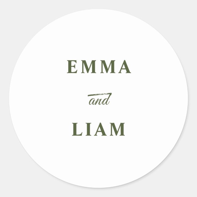 Autocollant de monogramme de mariage classique élé (Devant)