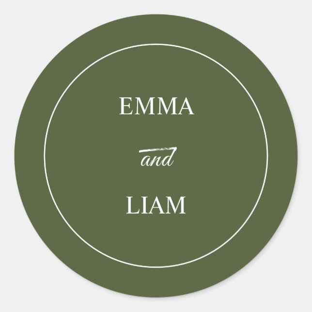 Autocollant de monogramme de mariage classique élé (Devant)