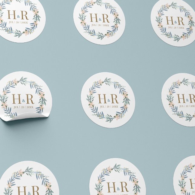 Autocollant de monogramme de mariage de couronne d (Créateur téléchargé)