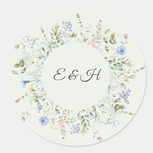 Autocollant de monogramme de mariage de jardin ang (Devant)
