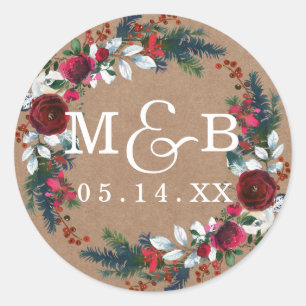 Autocollant de monogramme de mariage de Noël de co