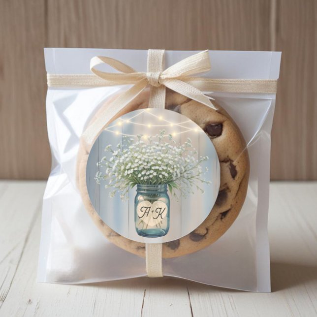 Autocollant de monogramme de mariage rustique (Wedding Favor Sticker)