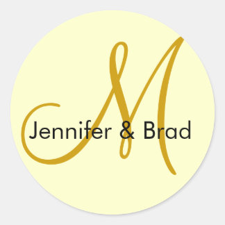 Autocollant de monogramme d'or de mariée mariage