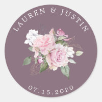 Autocollant de monogramme floral élégant de la ros